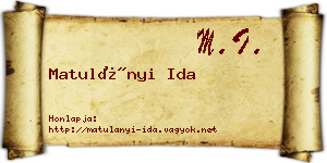 Matulányi Ida névjegykártya